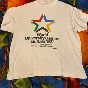 vintage world university games buffalo 93’ tee shirt